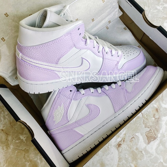 Nike custom air jordan 1 mid sneakers lilac lavender purple - Picture 2 of 2